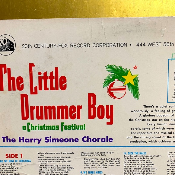 THE LITTLE DRUMMER BOY VINYL 33 1/3 RPM RECORD LP VTG 1963 CHRISTMAS MUS… - Picture 7 of 14